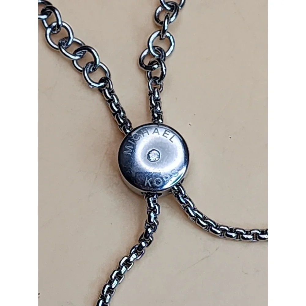 MICHAEL KORS MK Logo 3‎ Piece Charms Silver Chain Slider Bracelet FREE $HIPPING!